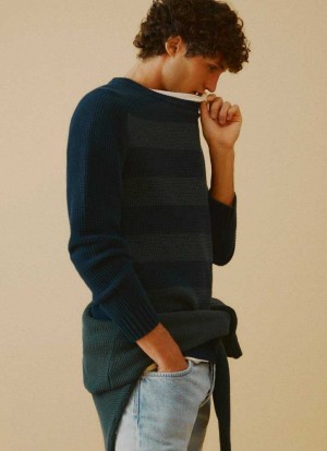 Pepe Jeans Randig Bomull Sweatshirt Jumpers Herr Blå | 654298BIU