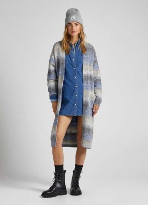 Pepe Jeans Randig Melange Cardigan Stickat Dam Olika Färger | 029638BLX
