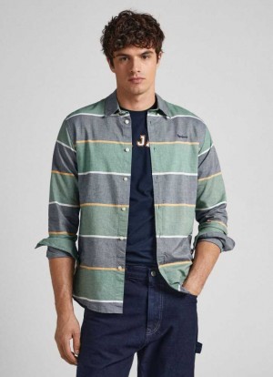 Pepe Jeans Randig Oxford Shirt Skjorta Herr Olika Färger | 210349IAB