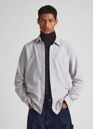 Pepe Jeans Randig Oxford Shirt Skjorta Herr Olika Färger | 182765ALV