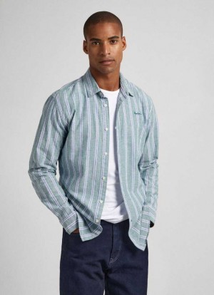 Pepe Jeans Randig Oxford Shirt Skjorta Herr Olika Färger | 976315SEI