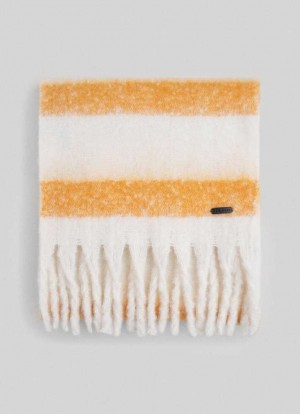 Pepe Jeans Randig Plush Scarf Halsduk Dam Gula | 964130VZL
