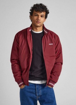 Pepe Jeans Recycled Fabric Bomber Jacket Jacka Herr Vinröda Röda | 593071TZM
