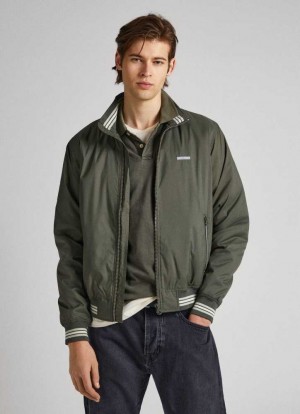 Pepe Jeans Recycled Fabric Bomber Jacket Jacka Herr Olivgröna Gröna | 820936RPV