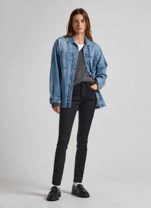 Pepe Jeans Regent Mager Fit High-rise Jeans Skinny Jeans Dam Blå | 420713VFU