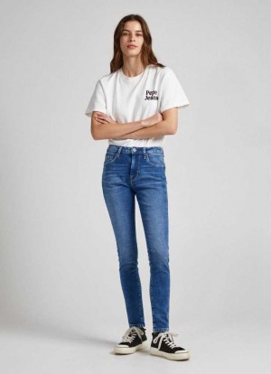 Pepe Jeans Regent Mager Fit High-rise Jeans Skinny Jeans Dam Blå | 296710JPH
