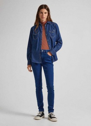 Pepe Jeans Regent Mager Fit High-rise Jeans Skinny Jeans Dam Blå | 206574AEM