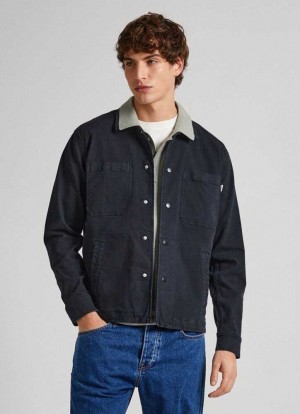 Pepe Jeans Regular Fit Bomull Overshirt Skjorta Herr Svarta | 971350LKU