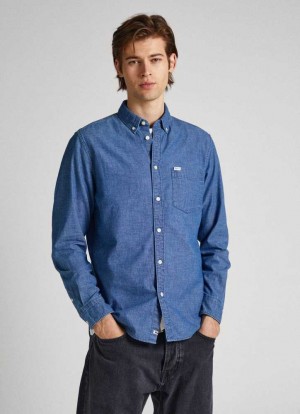 Pepe Jeans Regular Fit Chambray Shirt Skjorta Herr Blå | 109857DUG
