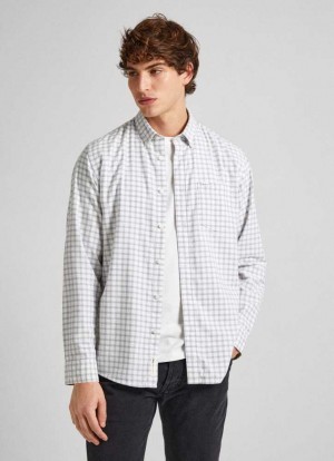Pepe Jeans Regular Fit Checked Flannel Shirt Skjorta Herr Vita | 827154RBW