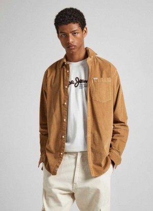 Pepe Jeans Regular Fit Corduroy Shirt Skjorta Herr Beige | 023985XGU