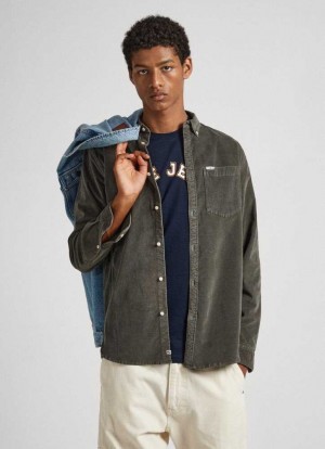 Pepe Jeans Regular Fit Corduroy Shirt Skjorta Herr Olivgröna Gröna | 874962HJU