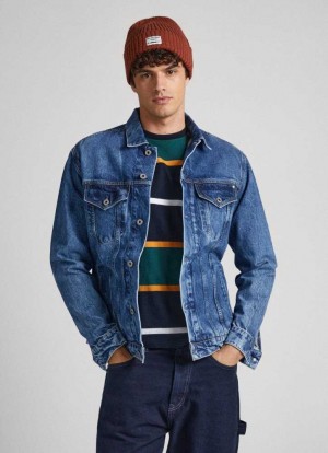 Pepe Jeans Regular Fit Denim Jacket Denim Herr Blå | 439617EIY