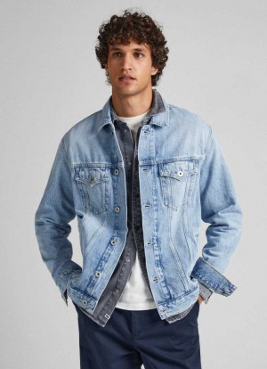 Pepe Jeans Regular Fit Denim Jacket Denim Herr Blå | 187029JTW
