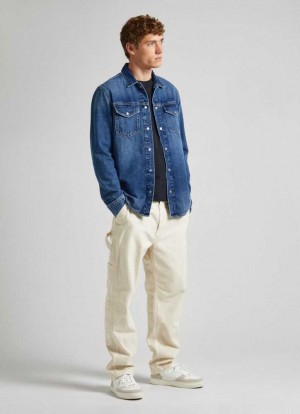 Pepe Jeans Regular Fit Denim Overshirt Skjorta Herr Blå | 735142QWZ