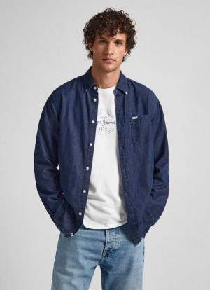 Pepe Jeans Regular Fit Denim Shirt Skjorta Herr Blå | 438065CBK