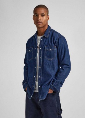 Pepe Jeans Regular Fit Denim Shirt Skjorta Herr Blå | 270916WGU