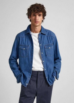 Pepe Jeans Regular Fit Denim Shirt Skjorta Herr Blå | 871296JDY