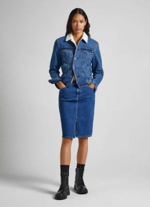 Pepe Jeans Regular Fit Denim Skirt Denim Dam Blå | 248310ZDS