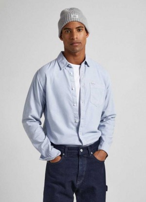 Pepe Jeans Regular Fit Oxford Shirt Skjorta Herr Blå | 796531WTE