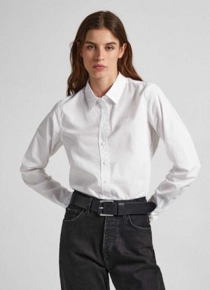 Pepe Jeans Regular Fit Poplin Shirt Skjorta Dam Vita | 327189APD