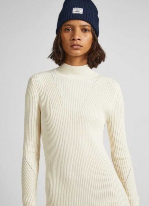 Pepe Jeans Regular Fit Räfflad Klänning Klänning Dam Vita | 627985SXI