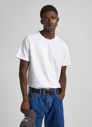 Pepe Jeans Regular Fit T-shirt With Embroidered Logo T-shirt Herr Vita | 428793HAM