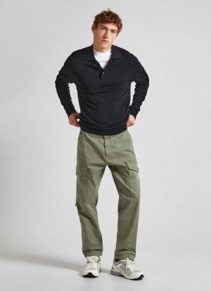 Pepe Jeans Relaxed Fit Cargo Trousers Långbyxor Herr Bruna Gröna | 810963LZY