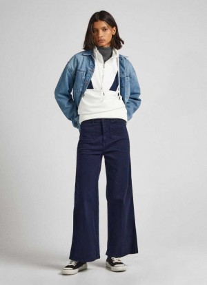 Pepe Jeans Relaxed Fit Cropped Trousers Långbyxor Dam Blå | 754862AVC