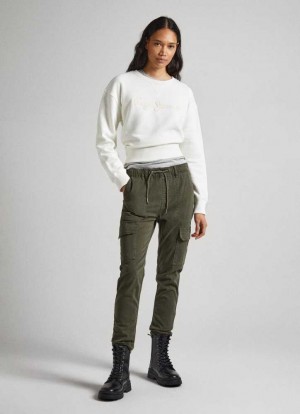 Pepe Jeans Relaxed Fit Joggers Långbyxor Dam Olivgröna Gröna | 542198AZG