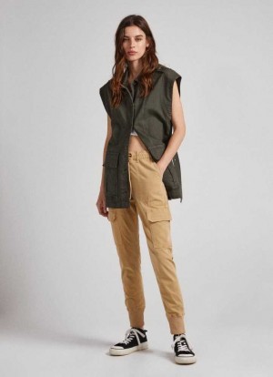 Pepe Jeans Relaxed Fit Joggers Långbyxor Dam Bruna Beige | 659073KBM