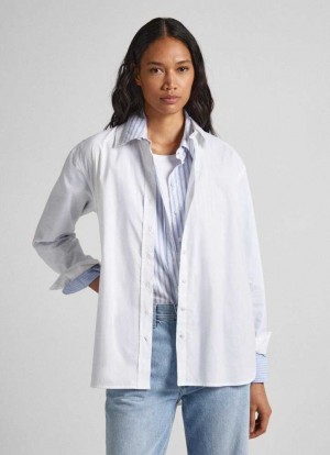 Pepe Jeans Relaxed Fit Poplin Shirt Skjorta Dam Vita | 836014WHJ