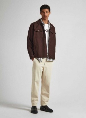 Pepe Jeans Relaxed Harrow Chino Trousers Långbyxor Herr Bruna Beige | 753126BSF