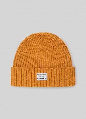 Pepe Jeans Räfflad Knit Hat Kepsar Herr Gula | 048297UCJ