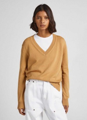Pepe Jeans Räfflad Knit Jumpers Dam Bruna Beige | 573819DEZ