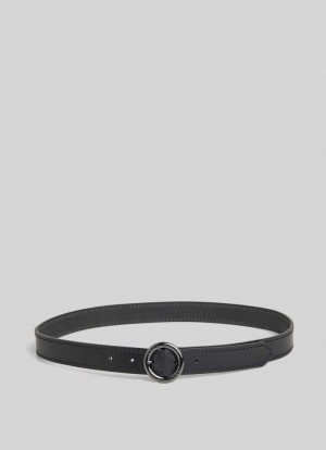 Pepe Jeans Round Spännen Läder Belt Bälte Dam Svarta | 294130IDZ