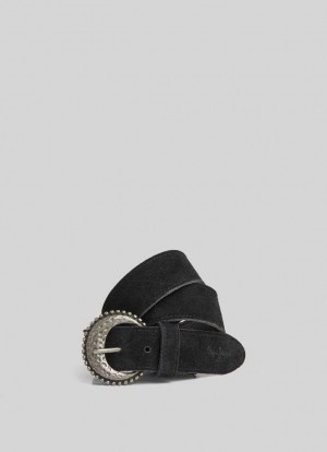 Pepe Jeans Round Spännen Mocka Belt Bälte Dam Svarta | 983674IVB