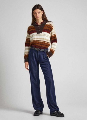 Pepe Jeans Rowan Hetero Fit Mid-rise Jeans Denim Dam Blå | 084695DVN