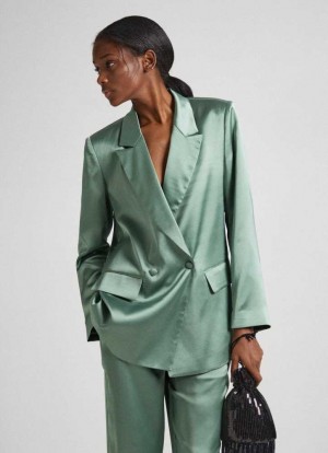 Pepe Jeans Satin Blazer Jacka Dam Gröna | 957460ANW