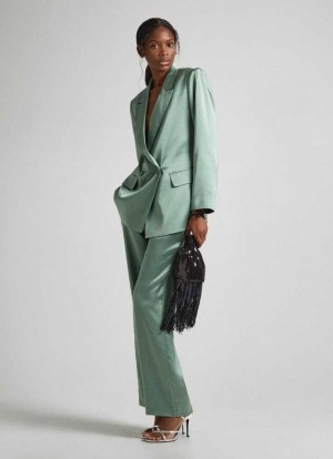 Pepe Jeans Satin Palazzo Trousers Långbyxor Dam Gröna | 041568EMJ