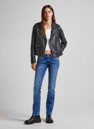 Pepe Jeans Saturn Regular Fit Mid-rise Jeans Straight Jeans Dam Blå | 405632IEV