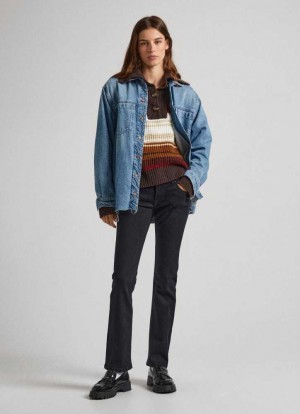 Pepe Jeans Saturn Regular Fit Mid-rise Jeans Straight Jeans Dam Blå | 389276GUD