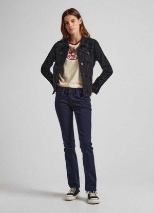 Pepe Jeans Saturn Regular Fit Mid-rise Jeans Straight Jeans Dam Blå | 271908HER