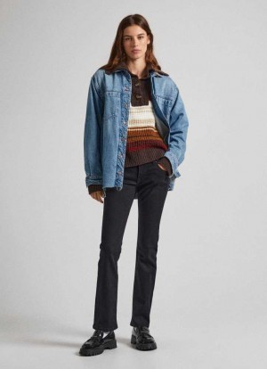 Pepe Jeans Saturn Regular Fit Mid-rise Jeans Denim Dam Blå | 851094ZIC