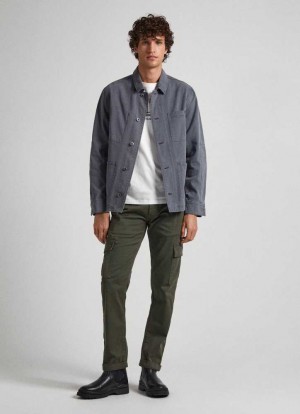 Pepe Jeans Sean Regular Fit Chino Trousers Långbyxor Herr Olivgröna Gröna | 934807SGZ