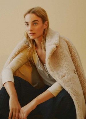 Pepe Jeans Sheepskin Coat Jacka Dam Beige | 415037NLK