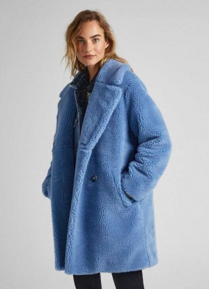 Pepe Jeans Sheepskin Coat Jacka Dam Grå Blå | 809763XRT