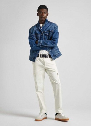 Pepe Jeans Slim Fit Cargo Trousers Långbyxor Herr Vita | 458971FVK