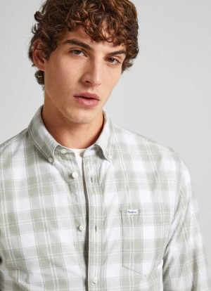Pepe Jeans Slim Fit Checked Poplin Shirt Skjorta Herr Gröna | 485029GRQ
