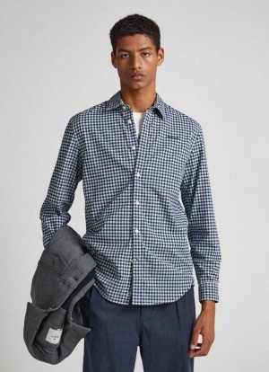 Pepe Jeans Slim Fit Checked Shirt Skjorta Herr Gröna | 279485LGR